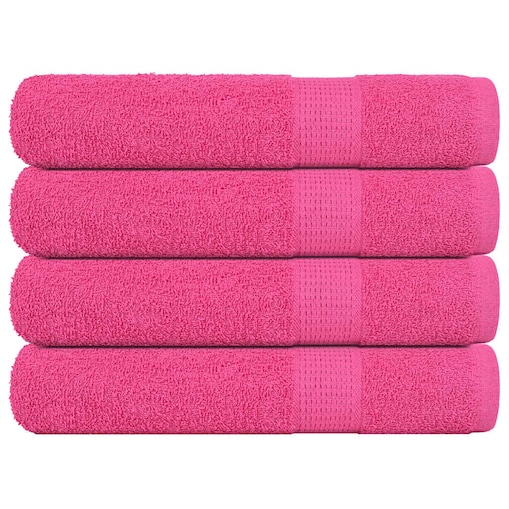 vidaXL Ręczniki, 4 szt., różowe, 100x200 cm, bawełna 100%