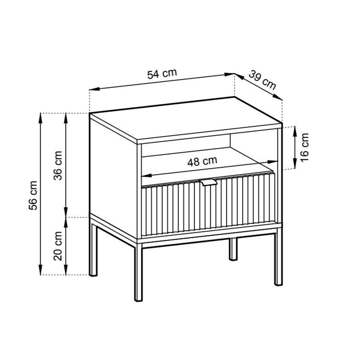 Szafka nocna Delicious ryflowana biała