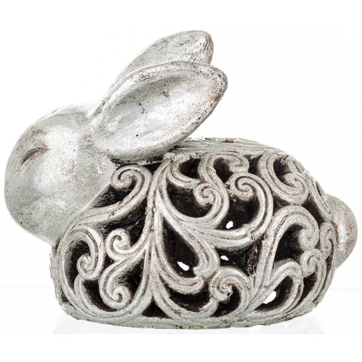 Dekoracja - królik ażurowy 21x17x25 cm SREBRNY