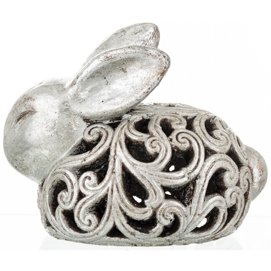 Dekoracja - królik ażurowy 21x17x25 cm SREBRNY