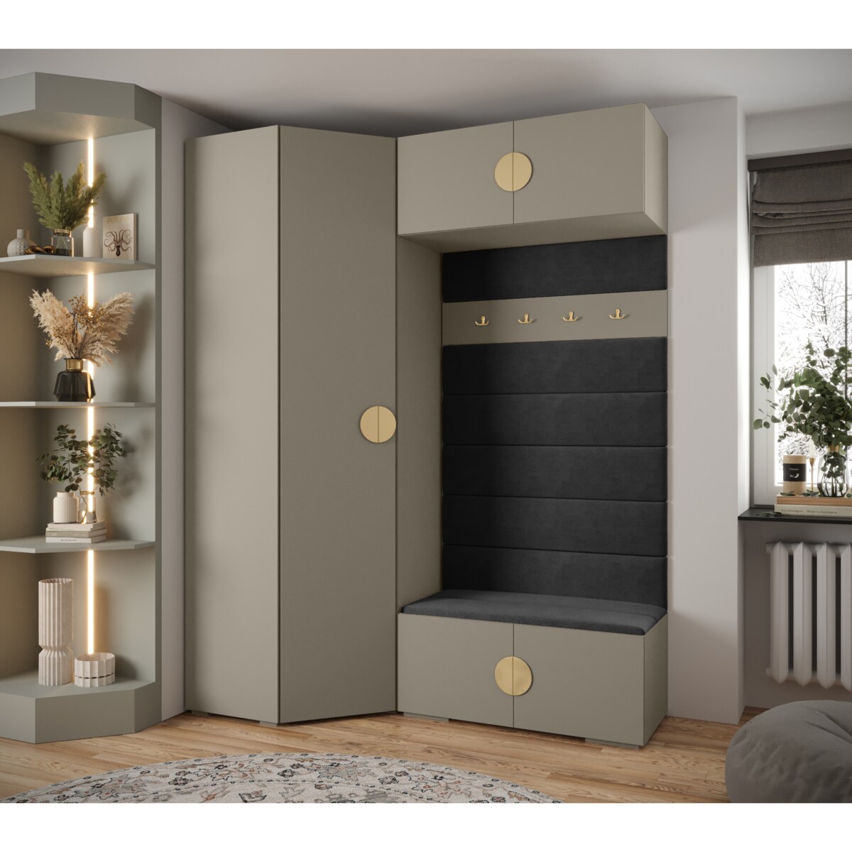 Garderoba do przedpokoju INOVA 4 Z21 kaszmir+złoty+manila18