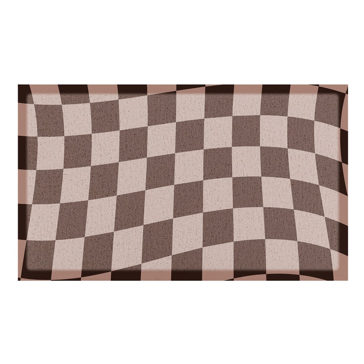 Wycieraczka Brązowa wycieraczka zewnętrzna w falisty wzór szachownicy – (70 x 40 cm)