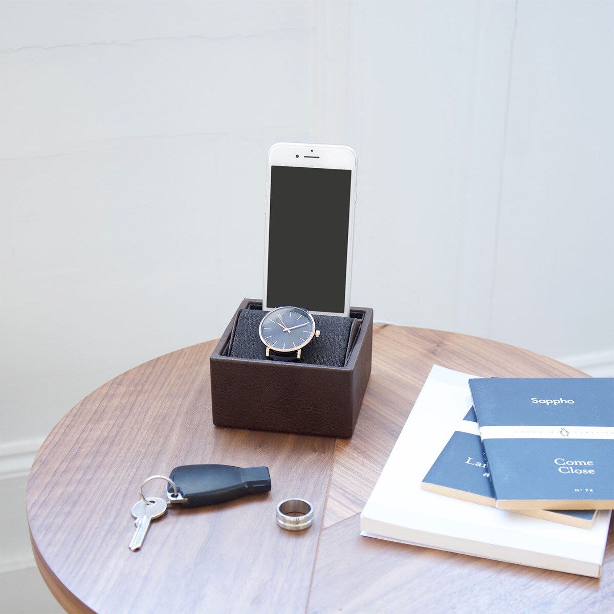Stacja dokująca i pudełko na zegarek pojedyncze Stackers brązowe
