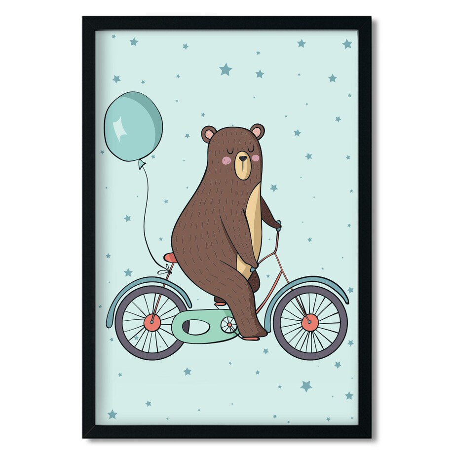 Plakat dla dzieci Miś rower 20x30