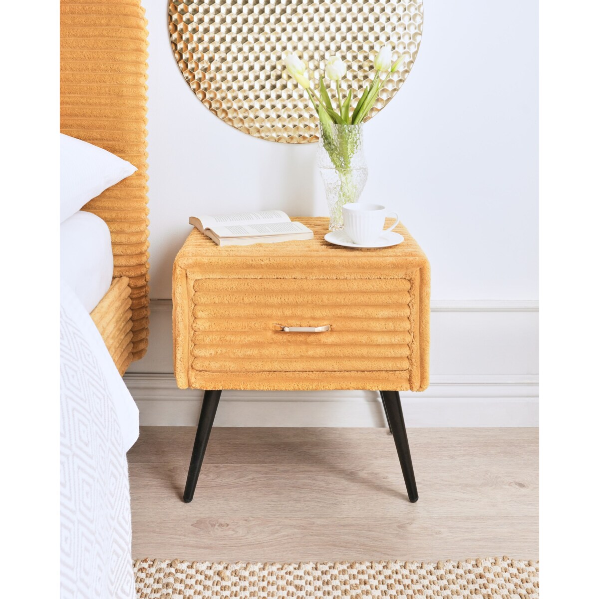 Szafka nocna FLAYAT Sztruks Pomarańczowy