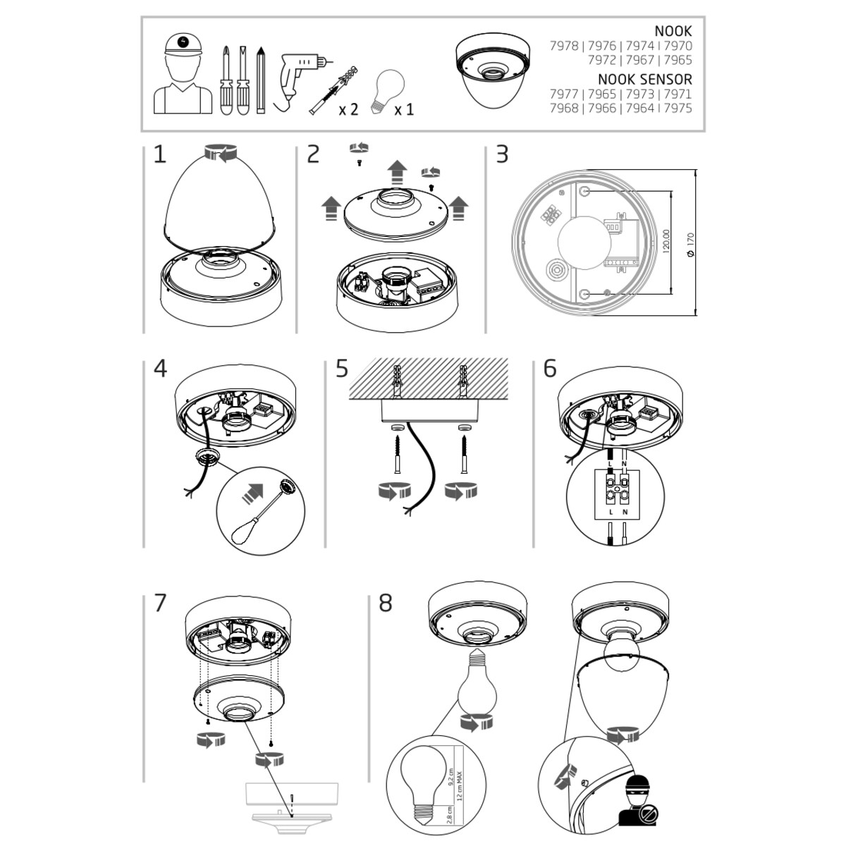 Lampa sufitowa 7977 NOOK SENSOR Czarny Nowodvorski