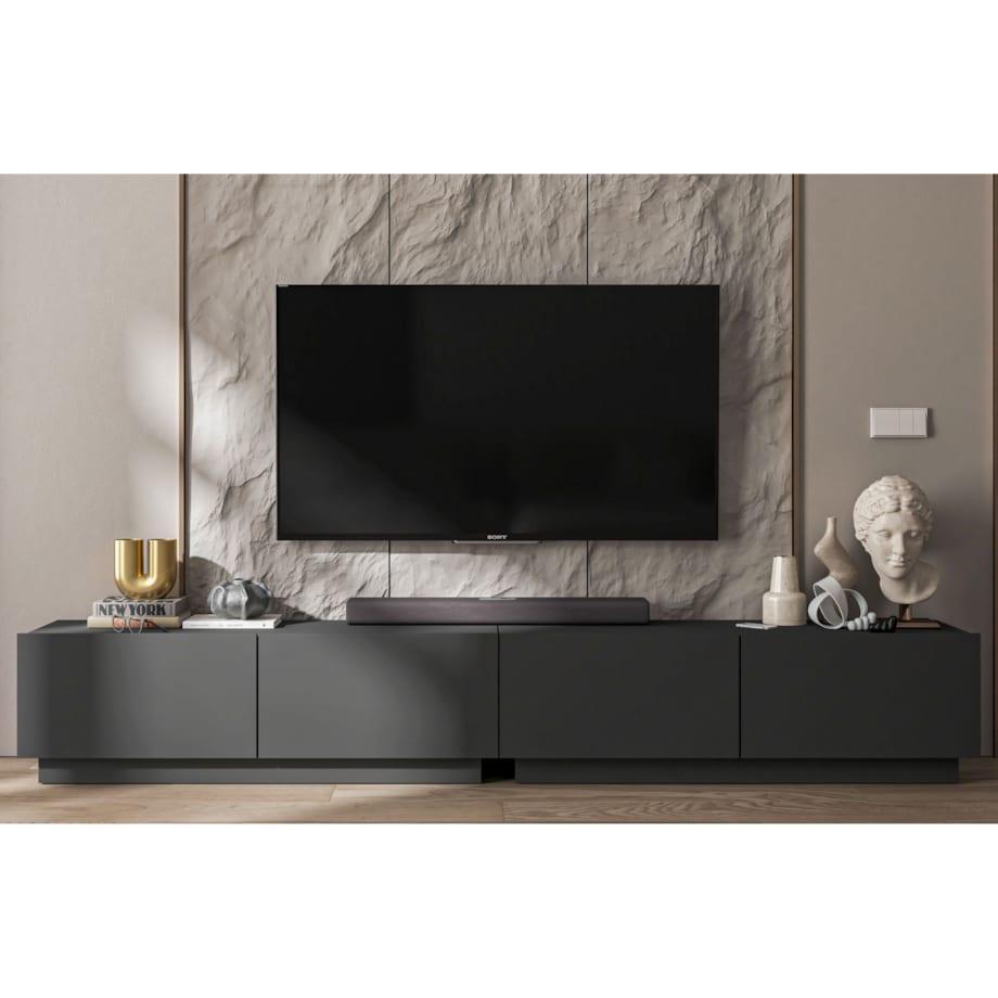 Szafka RTV Loft Stojąca / Wisząca Komoda RTV Grafit MAT 240 cm