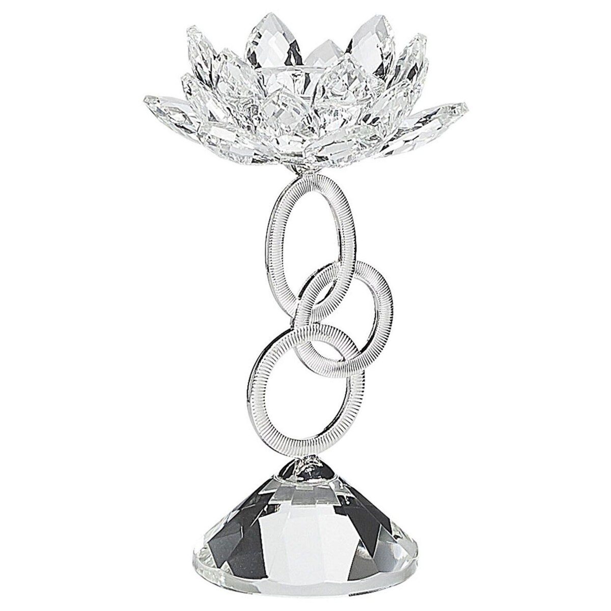 Świecznik szklany 19 cm srebrny OVIEDO