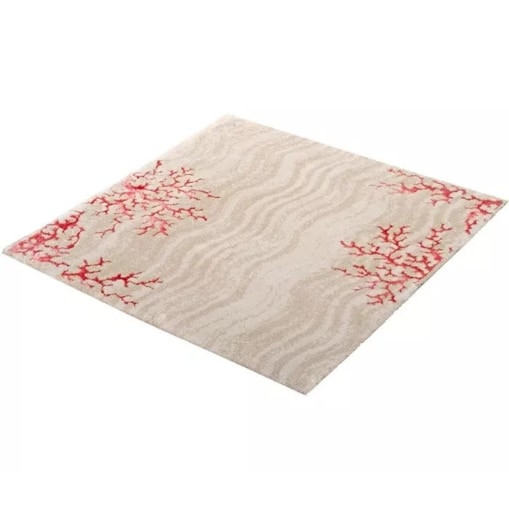 Kleine Wolke Coral Tkany dywanik łazienkowy 60x60 cm beż połysk Eco Living bawełna/wiskoza