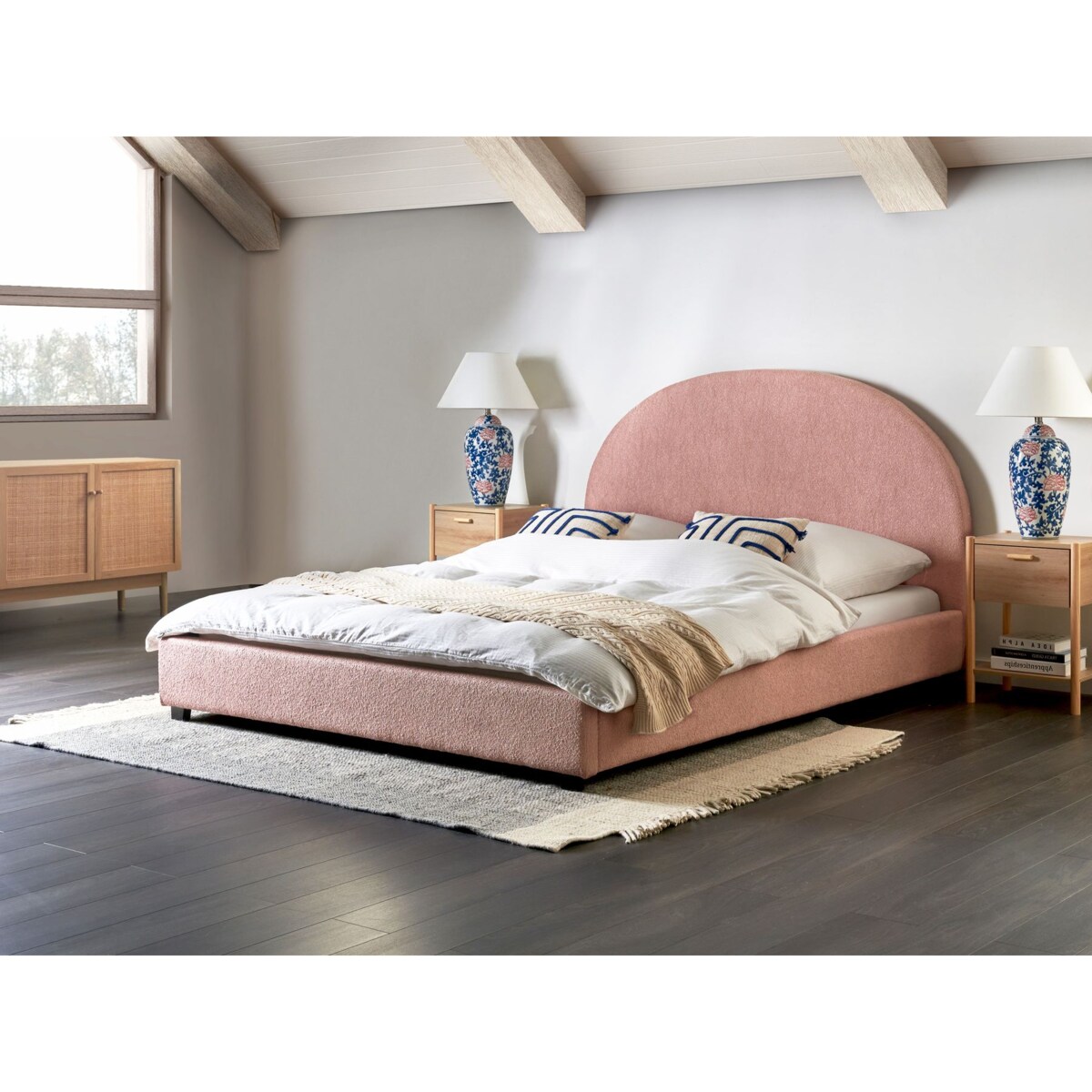Łóżko wodne Boucle VAUCLUSE 160 x 200 cm Pastelowy róż