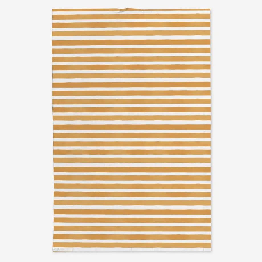 Lniany ręcznik kuchenny - pomarańczowe paski