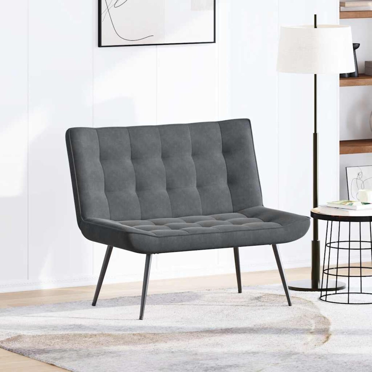 vidaXL Ławka, ciemnoszara, 110x74x84 cm, obita aksamitem