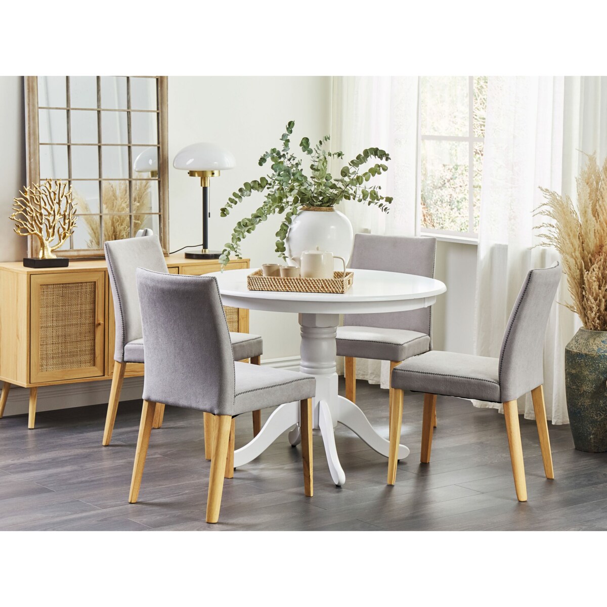 Zestaw 2 krzeseł do jadalni szary PHOLA