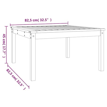 vidaXL Stolik ogrodowy, szary, 82,5x82,5x45 cm, lite drewno sosnowe