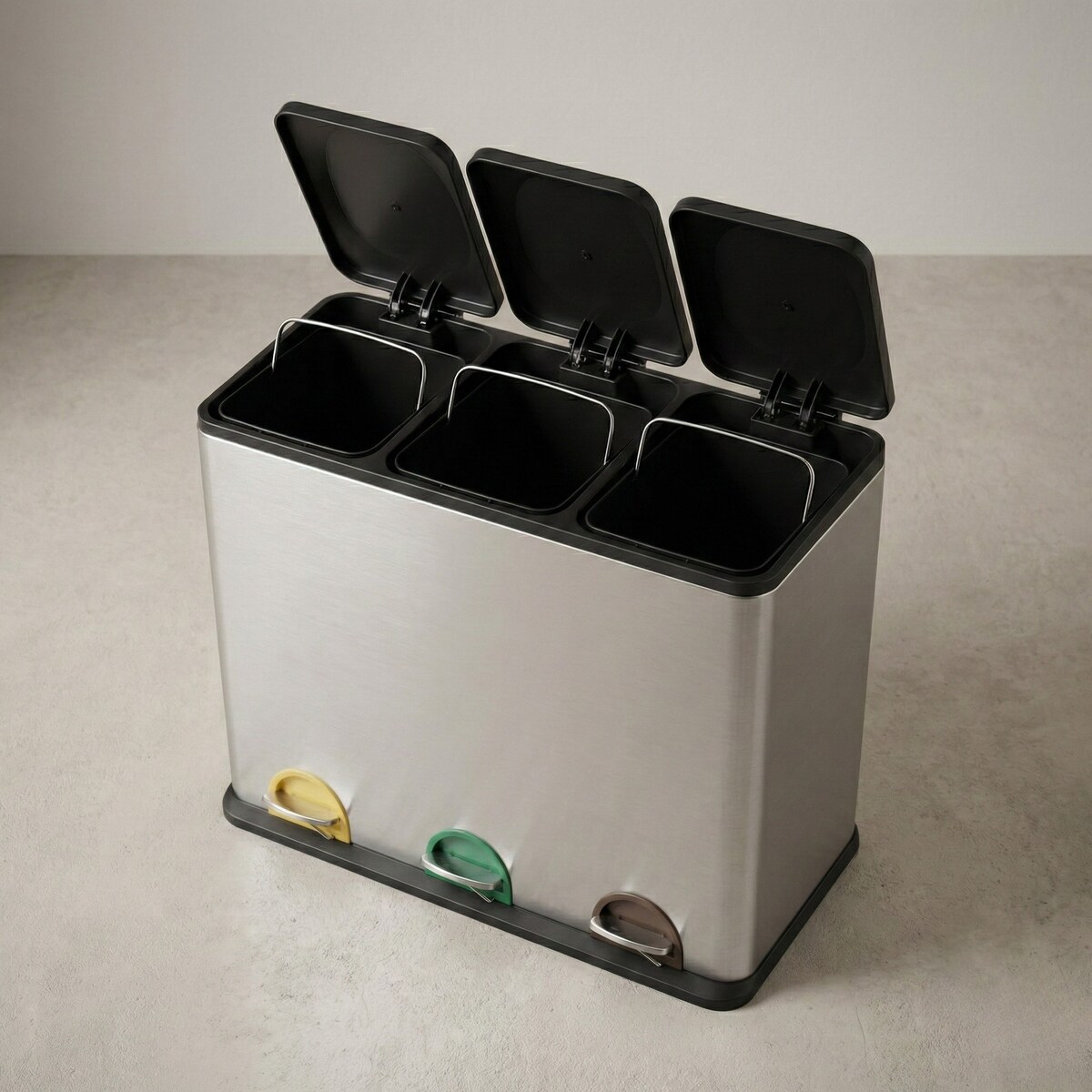 Trzykomorowy kosz do segregacji śmieci ESLI, 60 l