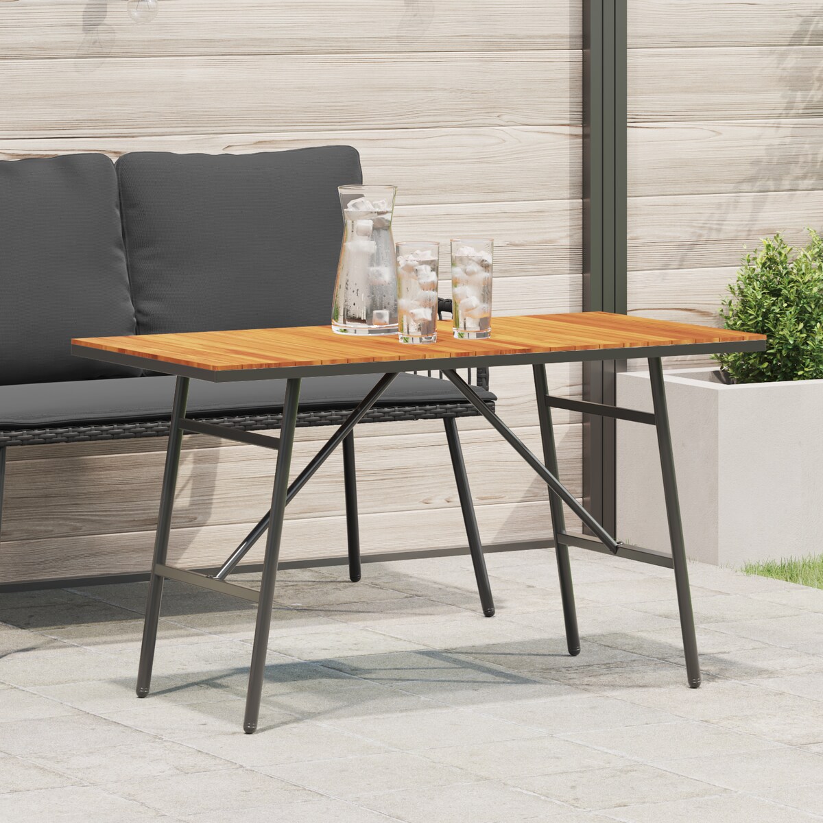 vidaXL Stół jadalny - Czarny, 110x55x62 cm, z litego drewna akacjowego