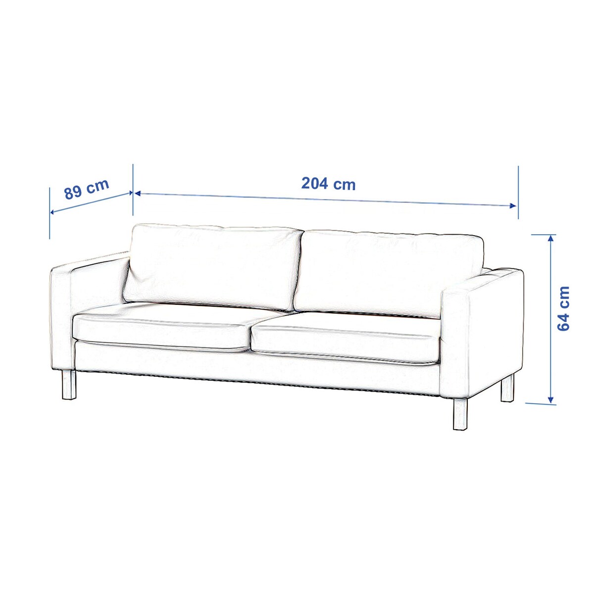 Pokrowiec na sofę Karlstad 3-osobową nierozkładaną, krótki, szary, 204 x 89 x 64 cm, Living