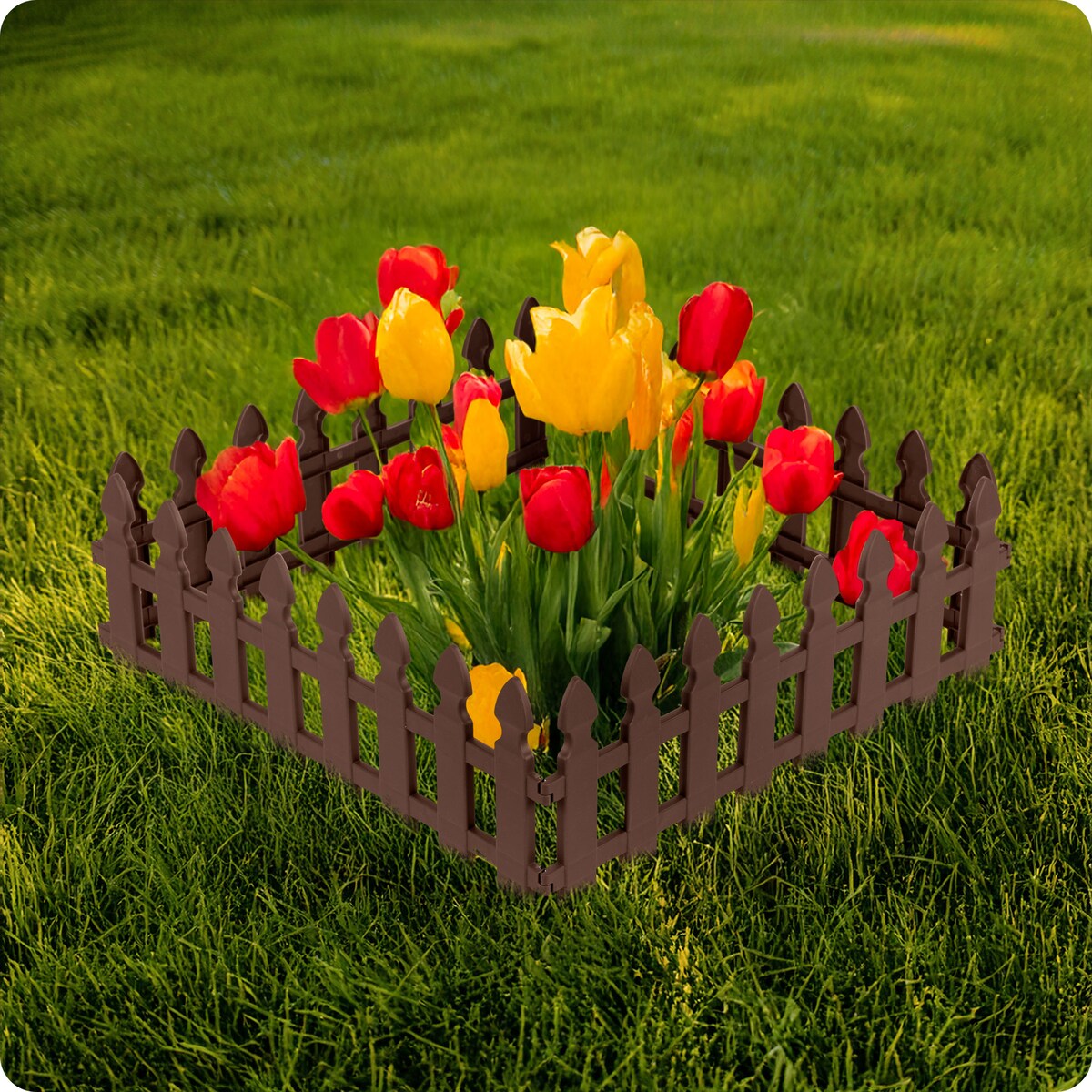 Palisada ogrodowa obrzeże ogrodowe trawnikowe brązowe Plonos tworzywo płotek 240 cm