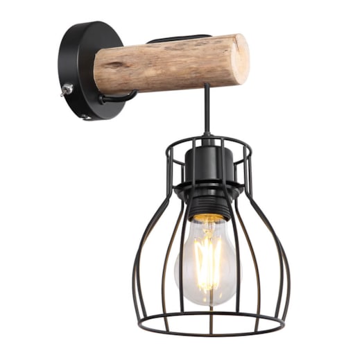 Lampa ścienna Mina 15326NW do przedpokoju czarna drewno