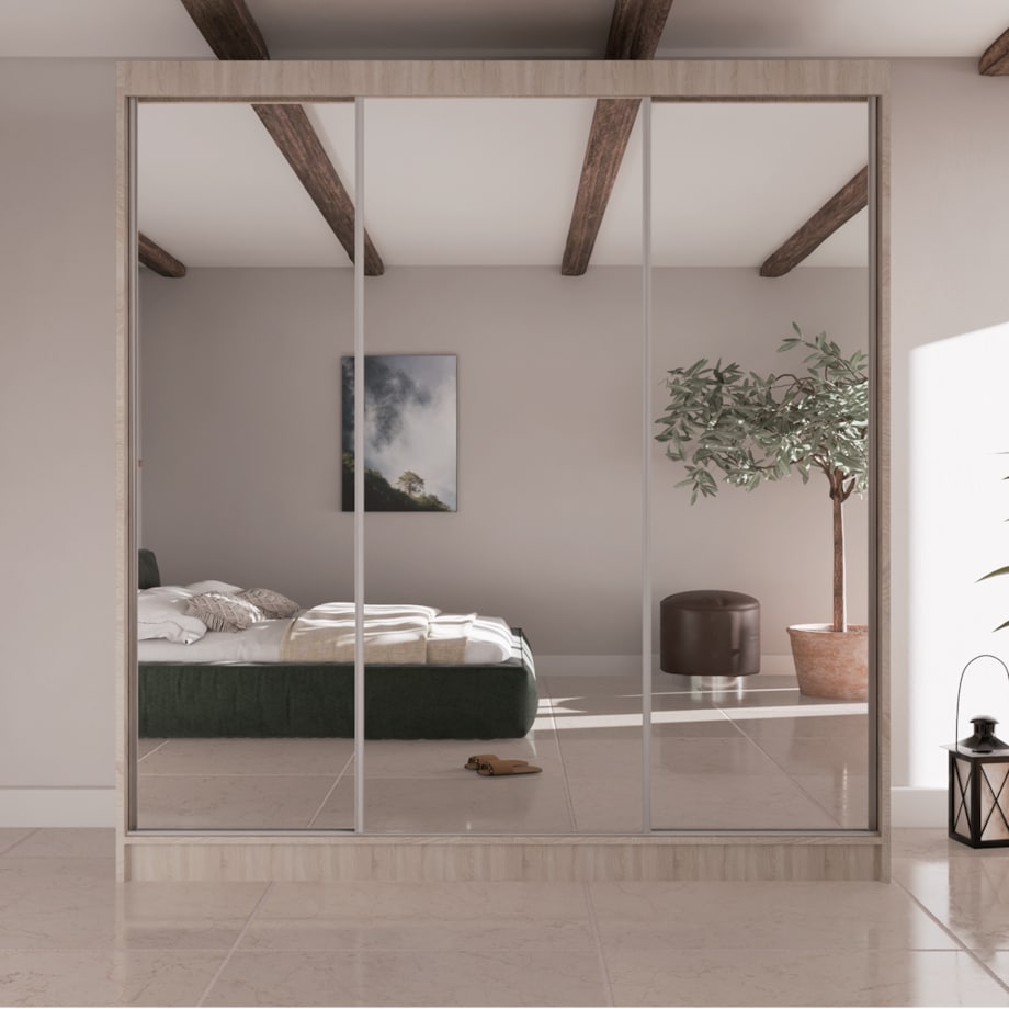 Szafa przesuwna Homla V200 z lustrem do sypialni -dąb sonoma