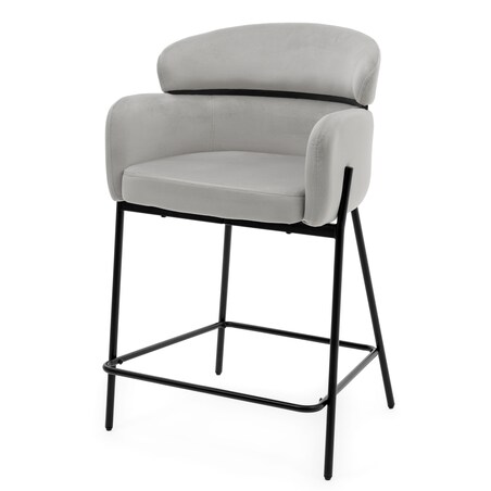 Hoker tapicerowany welurowy do salonu BOLZANO jasnoszary