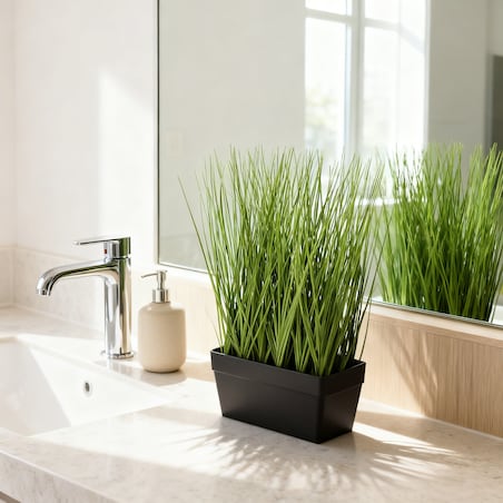 Trawa w doniczce SZTUCZNA 38 cm ZIELONA wazonu KWIATY na BALKON jak ŻYWE