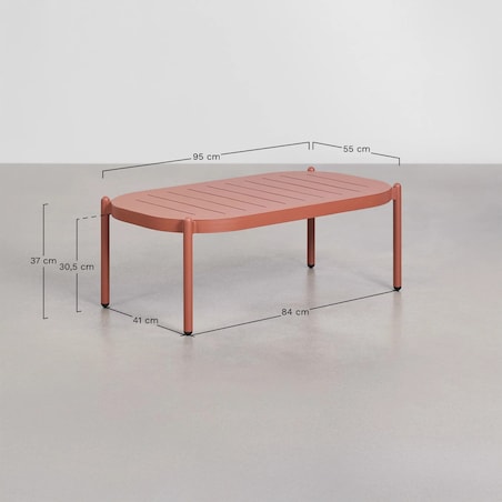 Zestaw ogrodowy: sofa, 2 fotele, stolik kawowy z aluminium i syntetycznego rattanu Duroli, terracotta