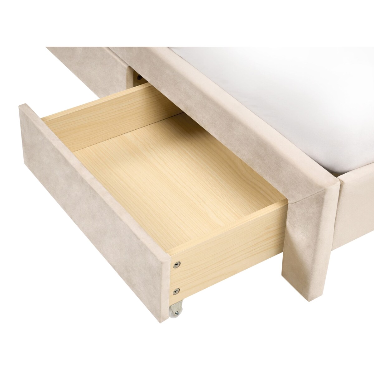Łóżko z szufladami Welur LONZAC 160 x 200 cm Beżowy