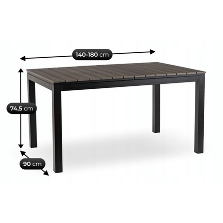Stół Ogrodowy Rozkładany Na Ogród Działka Taras Szary ARGOS 140-180