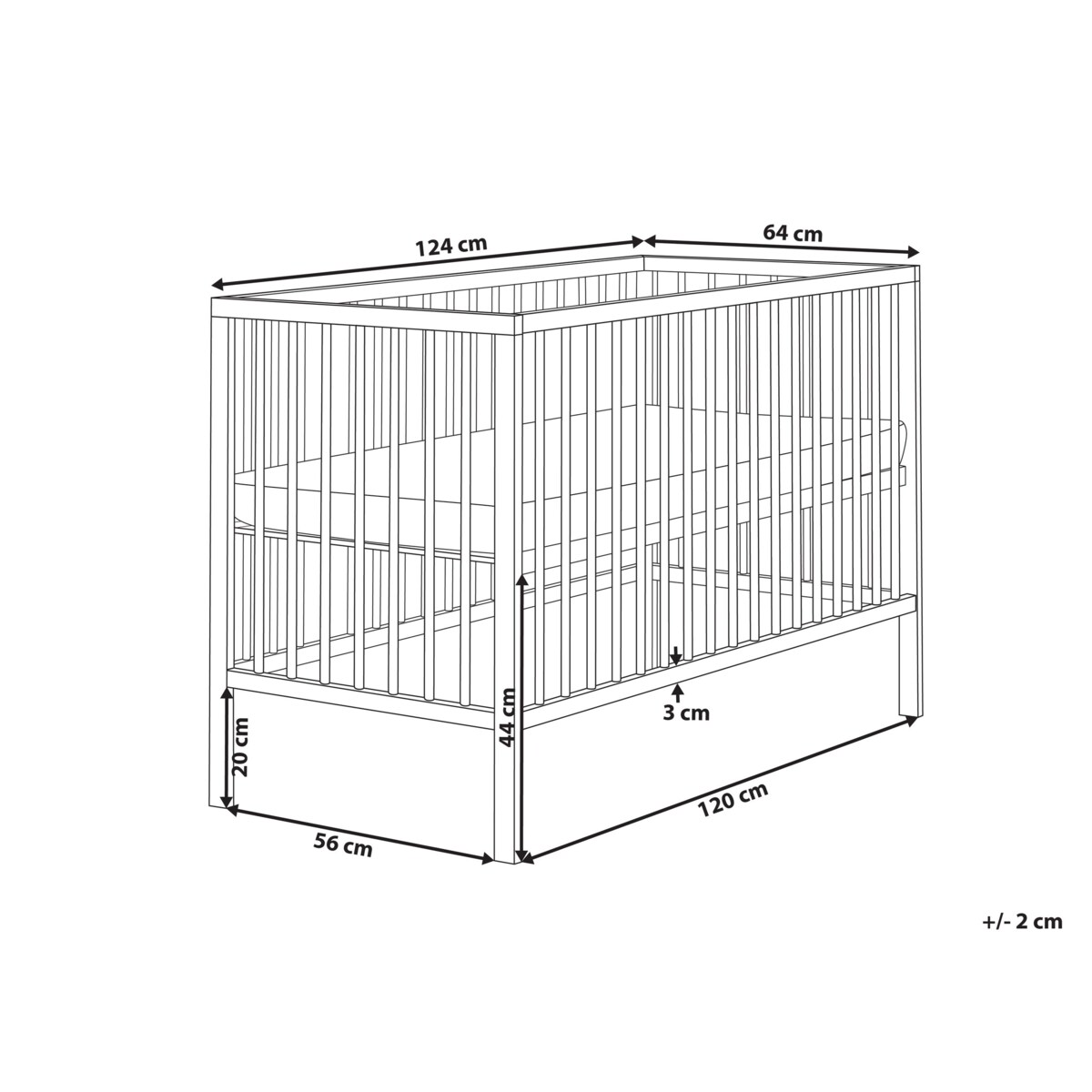 Łóżeczko dziecięce Drewno sosnowe BELENGER 60 x 120 cm Jasnobrązowy