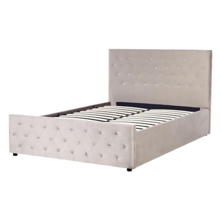 Łóżko z pojemnikiem welurowe 140 x 200 cm beżowoszare AMIENS