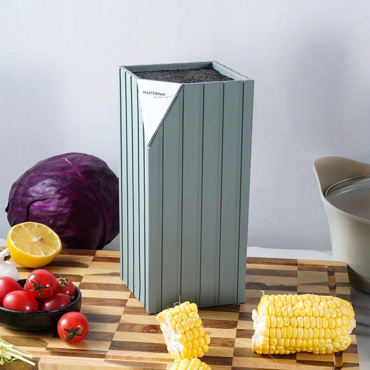 Blok Na Noże Kuchenne Stojak Uniwersalny Wkład Pręciki 22Cm Szary