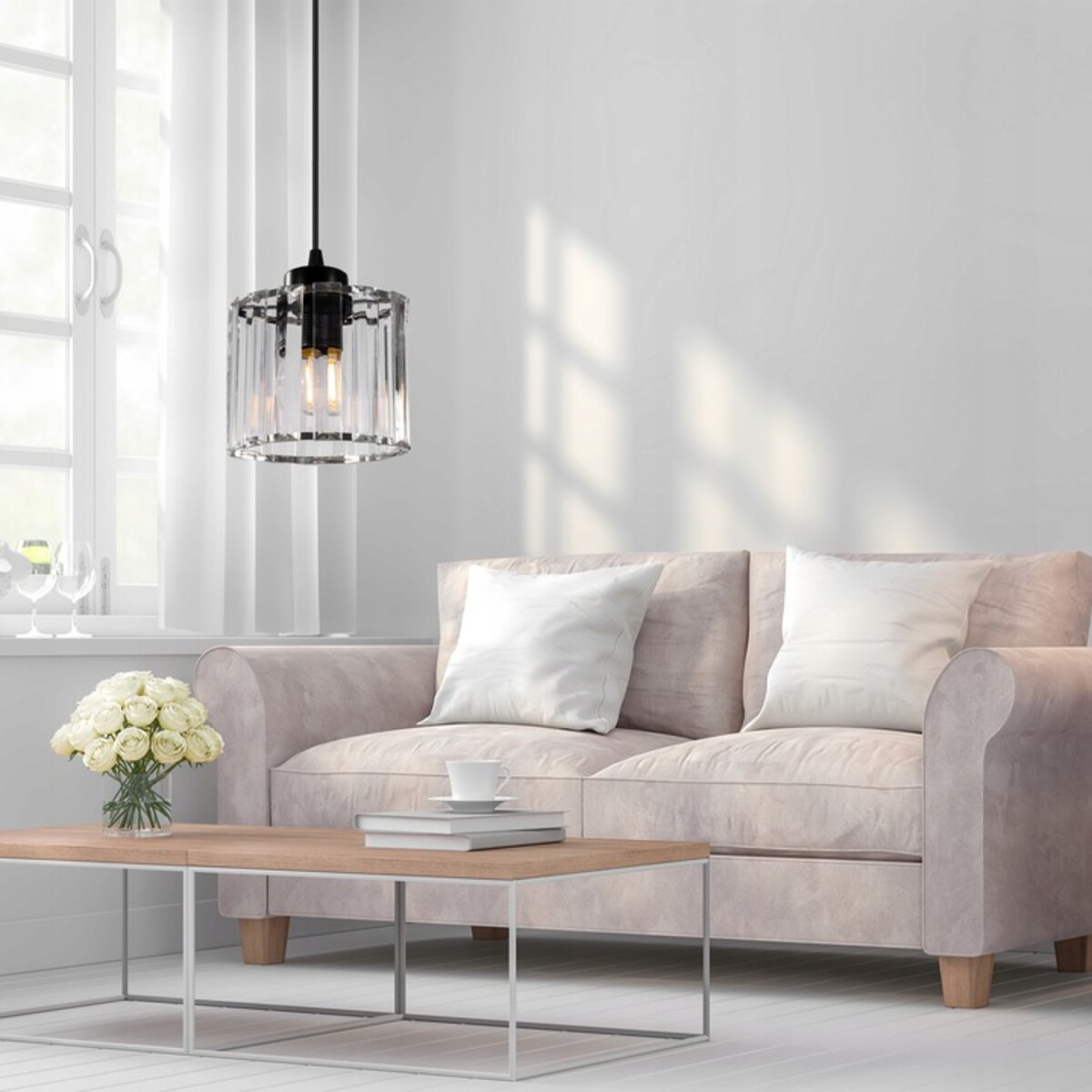 Lampa Sufitowa Wisząca Kryształ Czarna Glamour
