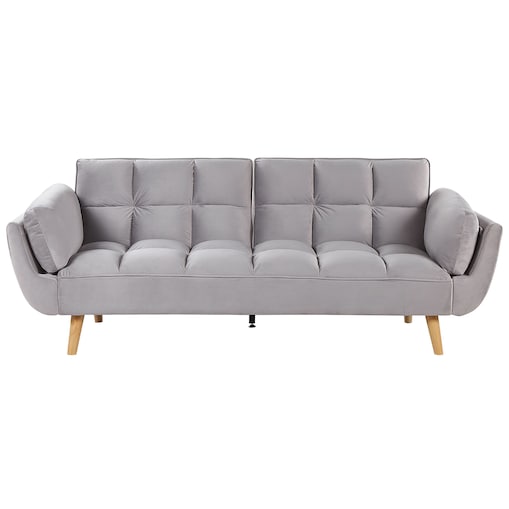 Sofa rozkładana dla 3 osób ASBY Welur Jasnoszary