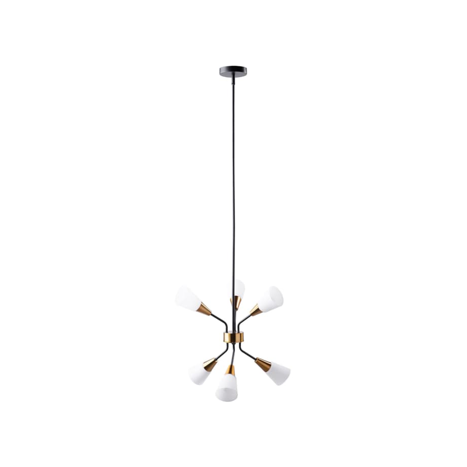 Lampa wisząca 6-punktowa szklana biało-złota AROYO VI