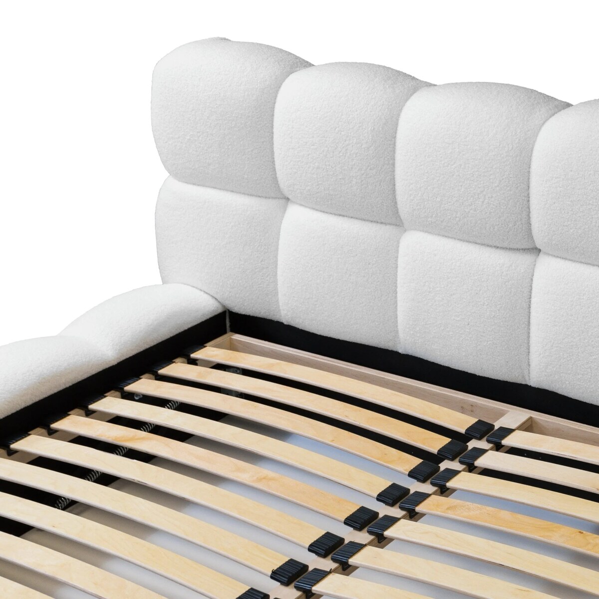 Łóżko tapicerowane 160x200 cm białe bouclé Santo