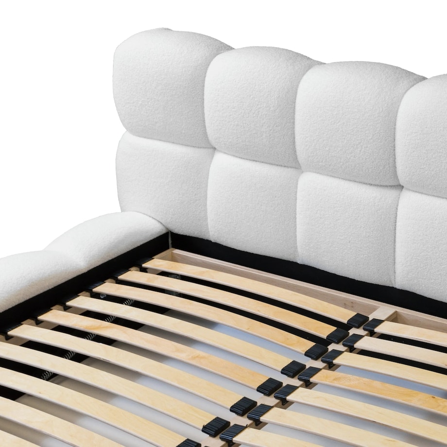 Łóżko tapicerowane 160x200 cm białe bouclé Santo