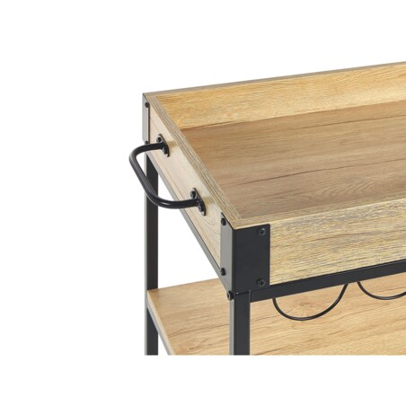 Wózek kuchenny 3-poziomowy jasne drewno z czarnym HULLET