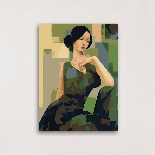 Malowanie po numerach, zestaw DIY – KOBIETA W ZIELENI 40x50 cm- Produkt PL