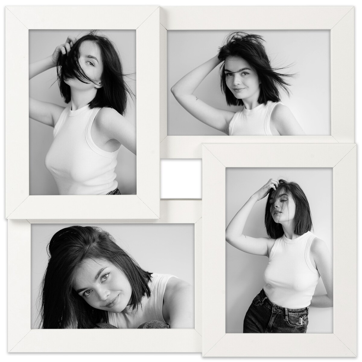 Multirama ramka na zdjęcia. Biała multirama na cztery zdjęcia 10x15 cm Ramka na zdjęcia 4 w 1 MULTI HEN 1 FRAMAI