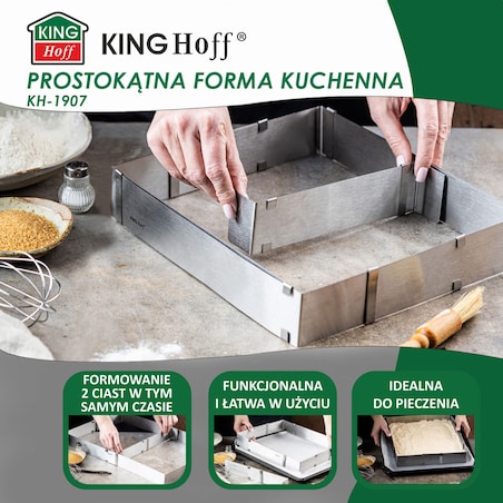 Regulowana forma do ciasta 34-52x27-18,5x5cm Tortownica Rant cukierniczy KINGHOFF
