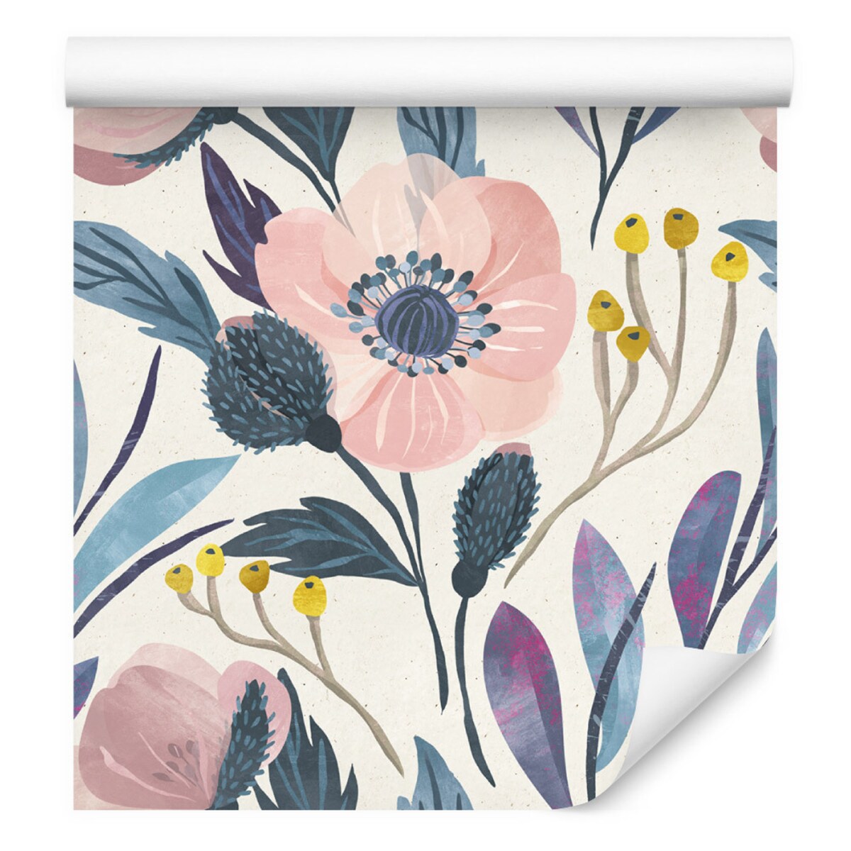 Tapeta retro kwiaty liście rośliny natura