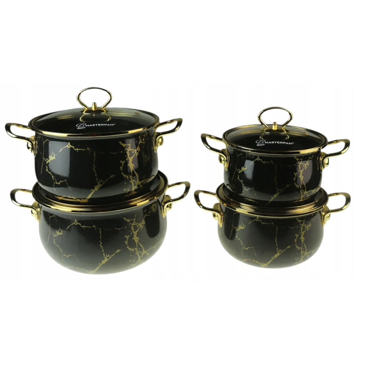 Zestaw Garnków Emaliowanych Retro 8 El. Komplet Do Indukcji I Gazu