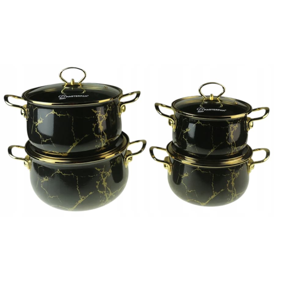 Zestaw Garnków Emaliowanych Retro 8 El. Komplet Do Indukcji I Gazu