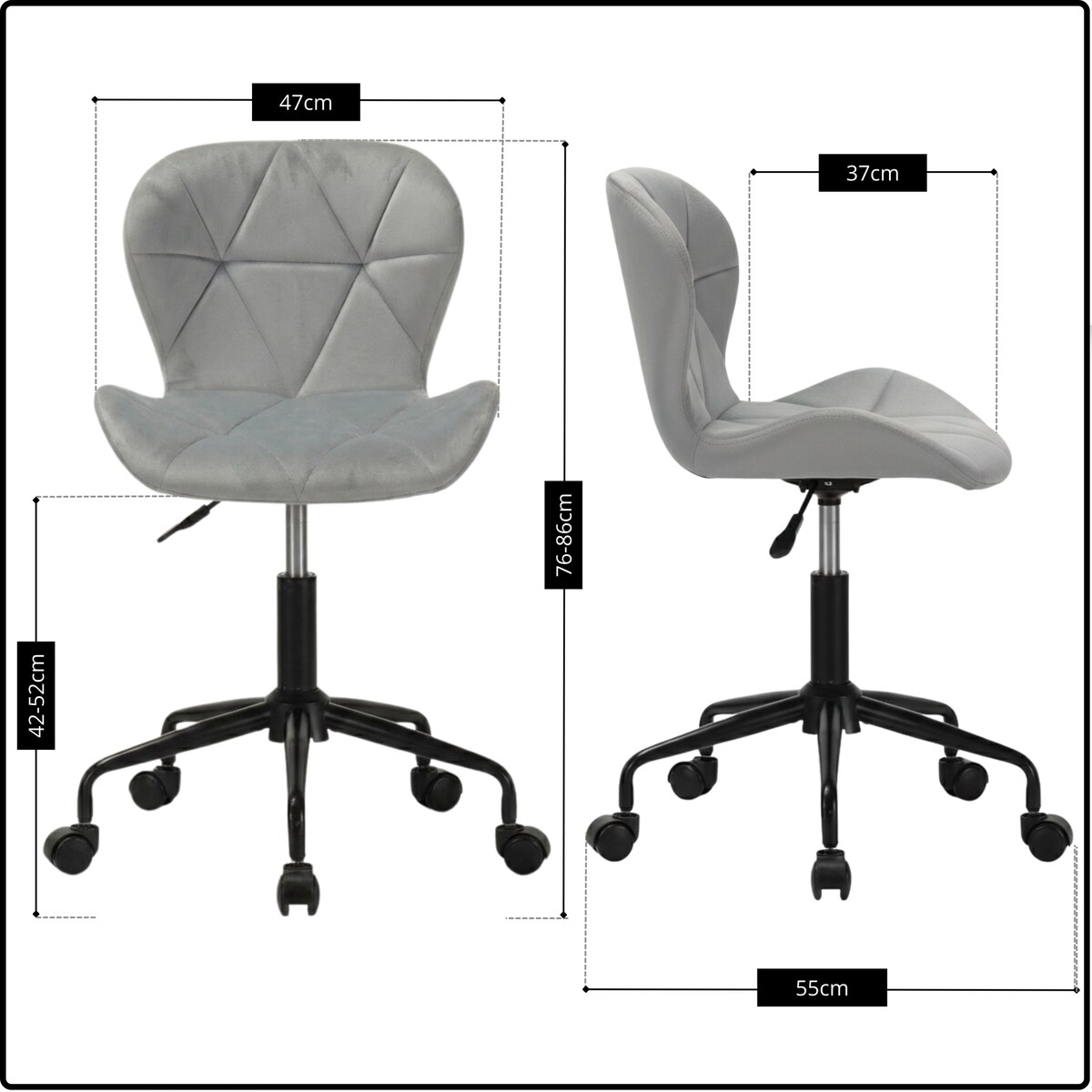 Fotel biurowy krzesło obrotowe do biurka ucznia gabinetu regulowane szare welurowe