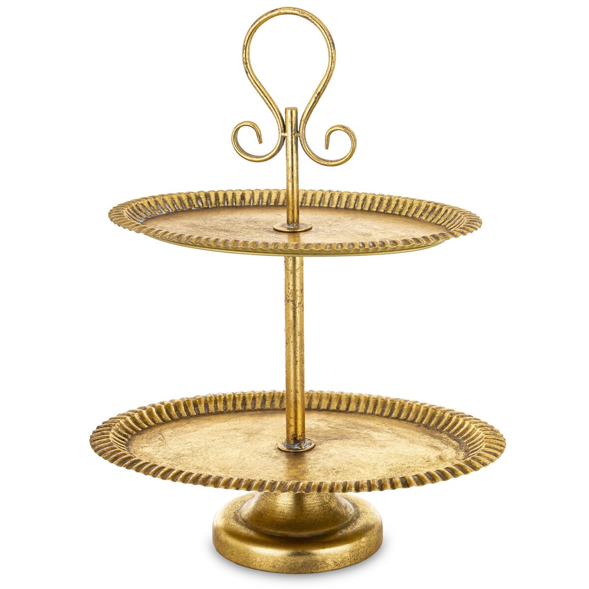 Patera dwupoziomowa, złota 57x45x31 cm postarzana