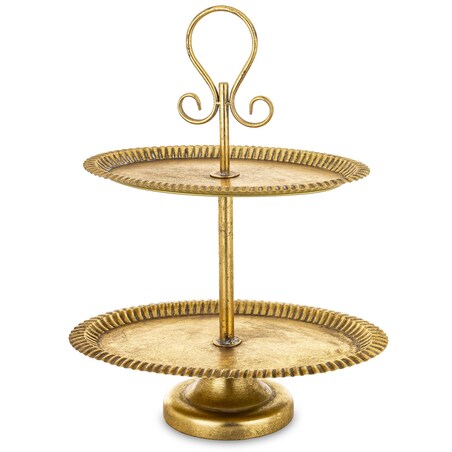 Patera dwupoziomowa, złota 57x45x31 cm postarzana