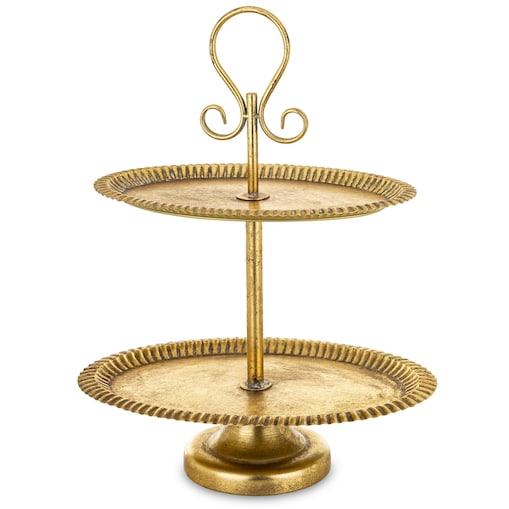 Patera dwupoziomowa, złota 57x45x31 cm postarzana