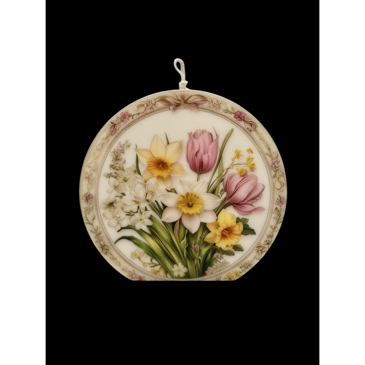 Świeca dekoracyjna wiosenne kwiaty prezent na Dzień Kobiet