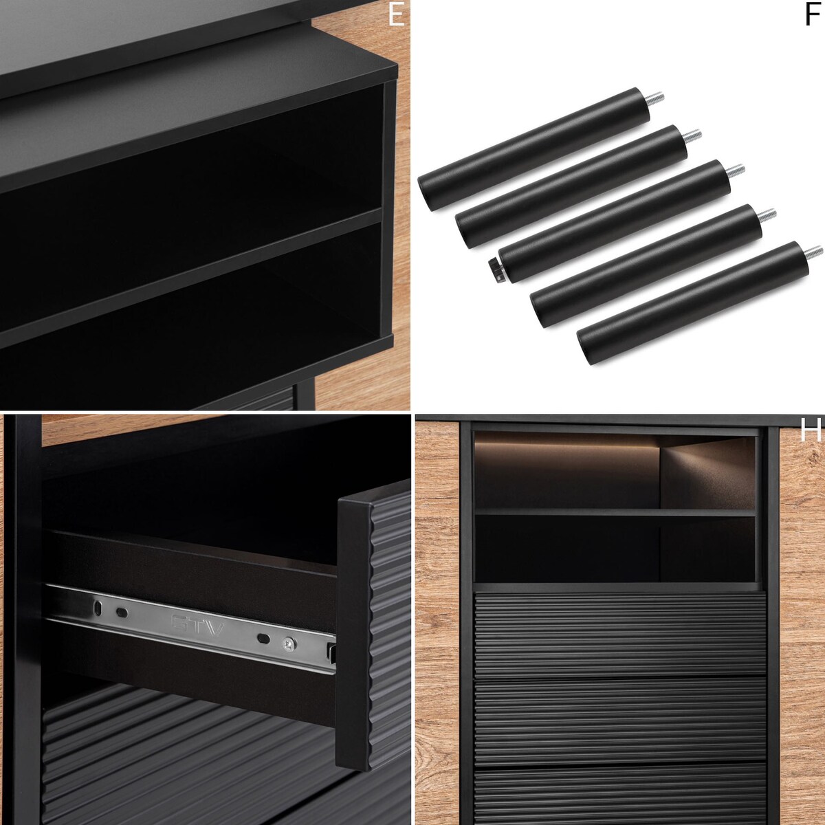 KONSIMO LOFTY Komoda z ryflowanym frontem